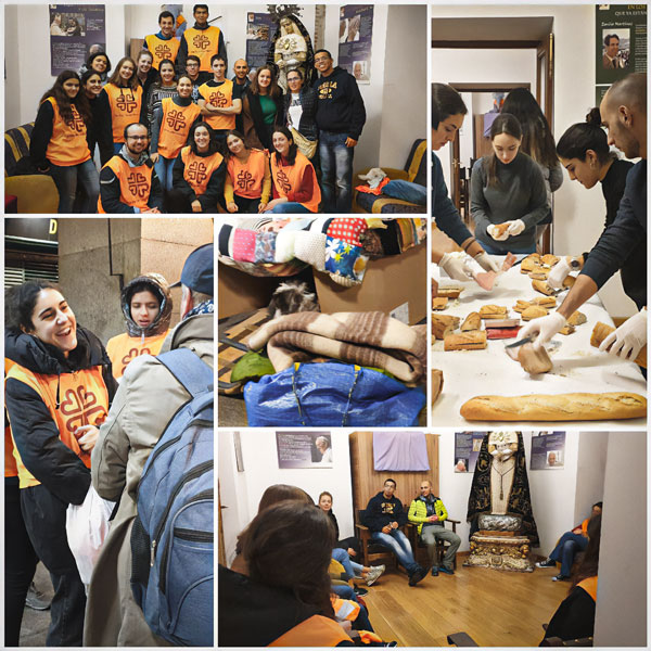 Collage de fotos del Bocadillo Solidario realizado por jóvenes en Madrid