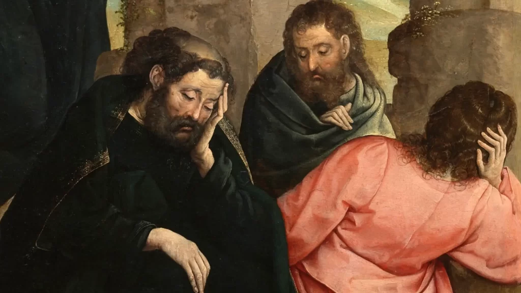 Jesús orando en el huerto de Getsemaní, pintura de Juan de Flandes