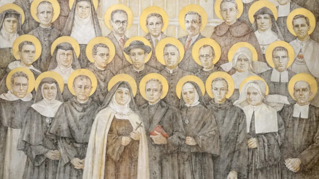 Icono de los santos y beatos mártires del siglo XX en España, venerado en la Iglesia de las Calatravas, símbolo de fe, perdón y esperanza.