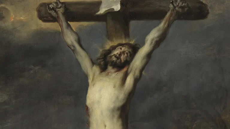 Cuadro de Cristo en la Cruz de Anton van Dyck para la meditación sobre el anonadamiento y la pasión de Jesús.