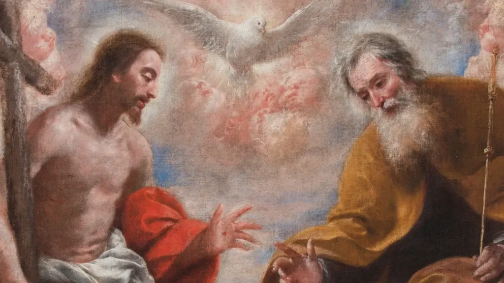 Representación de la Santísima Trinidad y Jesús como el Buen Pastor, Iglesia de las Calatravas, Madrid.