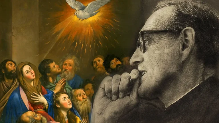 Venerable P. Tomás Morales en actitud de meditación sobre el misterio de Pentecostés.