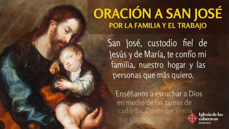 Oración a San José por la familia y el trabajo junto a una imagen de San José con el Niño Jesús